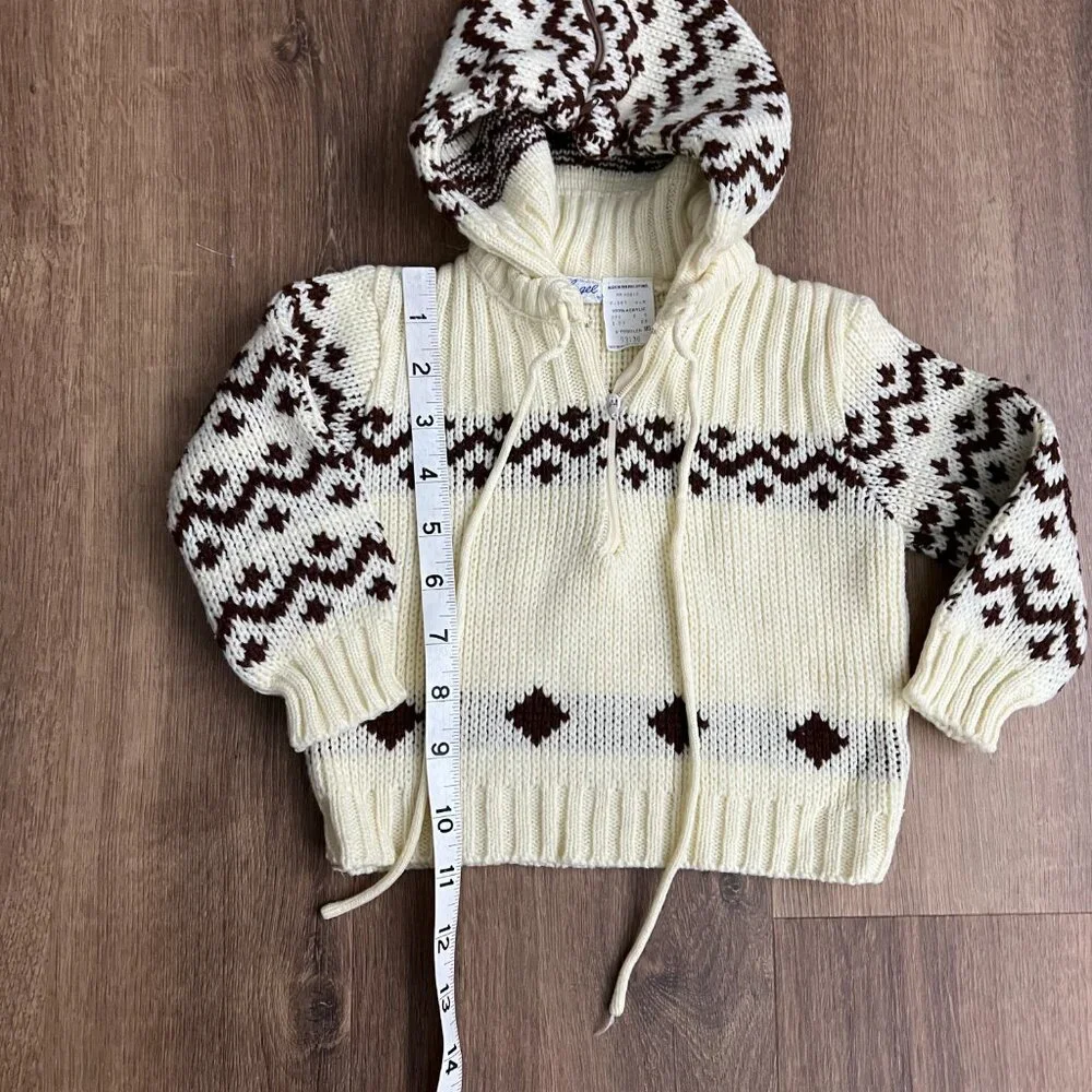 Vintage Cowichan Hooded Sweater Sz 2